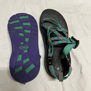 Green/ teal/ blue Chacos